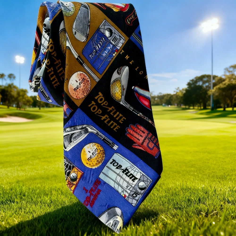1994 Nicole Miller Colorful Golf Motif Tie Top Flite